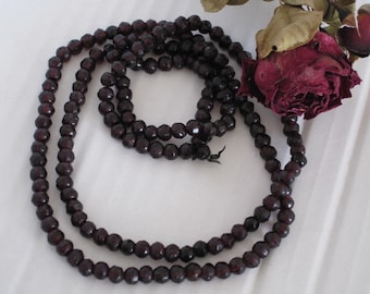 Victorian Bohemian Garnet necklace,  faceted Beaded garnet necklace ,January garnet birthstone gift