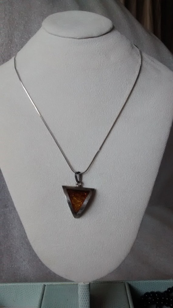 Vintage Silver Amber pendant, Gorgeous amber pend… - image 3