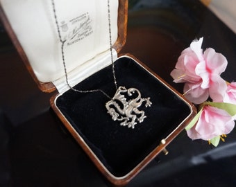 Vintage Asian Sterling Silver Dragon Pendant circa 1920, asian dragon necklace, chines dragon pendant, 186