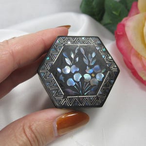 Antique Oriental Cinnabar Lacquer Miniature Box with Mother of Pearl Inlay, "One Ring Box," TB460