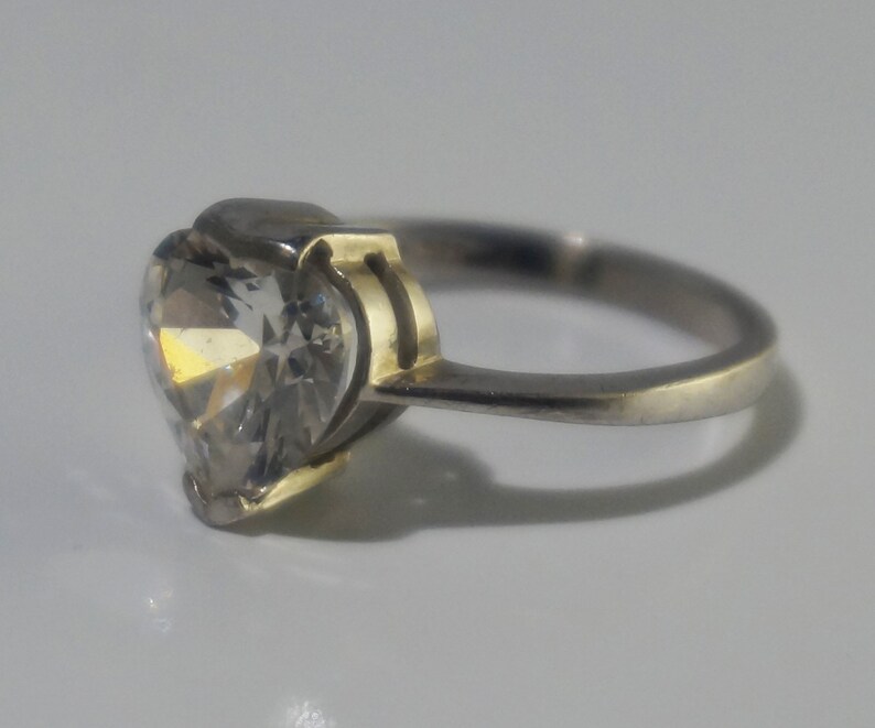 engagement ring 925 Heart silver 925 ring with zirconia and onyx rhinestones Elegant Vintage