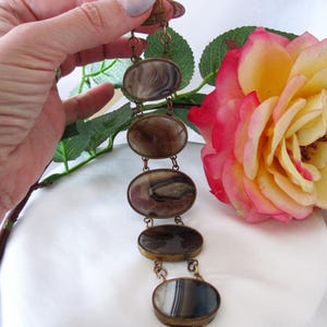 Rare Victorian Translucent Agate Bracelet in Beautiful Earth Tones, Elegant & Unique, TB136