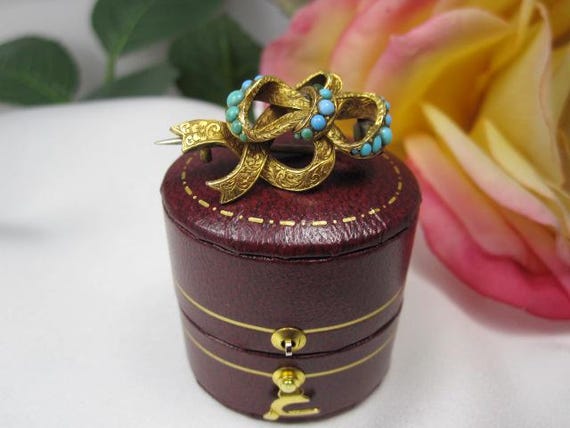 Rare Victorian 18kt Gold & Turquoise Brooch, Enchanting Antique Fine Jewellery, TB291