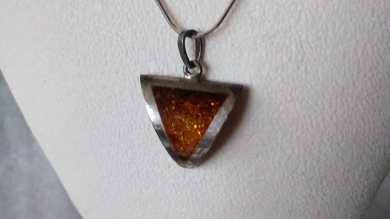 Vintage Silver Amber pendant, Gorgeous amber pend… - image 4