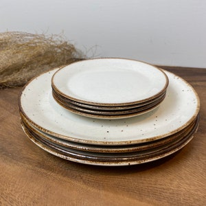 J&G Meakin Lifestyle Dinner Plates, Salad Plates, Speckled Stoneware