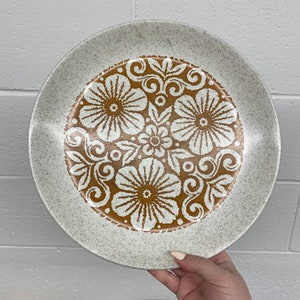 70’s Bilton’s Speckled Floral Stoneware Platter - Etsy