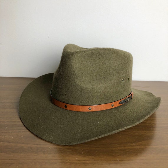 Vintage Olive Green Cowboy Rancher Hat