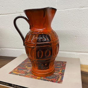 Mid Century Italian Art Pottery Vase, Sgraffito Pottery