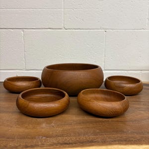 Mid Century Modern Teak Salad Bowl Serving Set