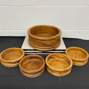 Vintage Teak Salad Bowl Serving Set