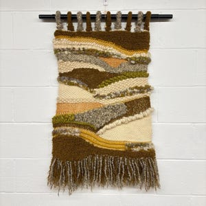 Vintage Hand Woven Wall Tapestry, Fibre Art Wall Hanging