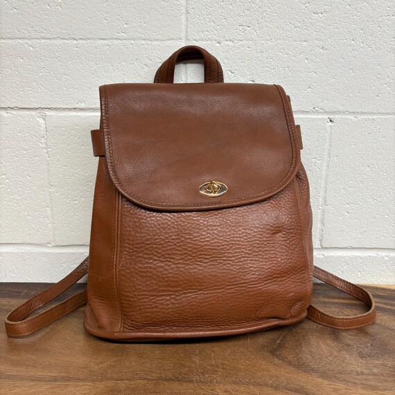 Genuine Leather Coach Style Turnlock Backpack - Etsy Israel display picture 1