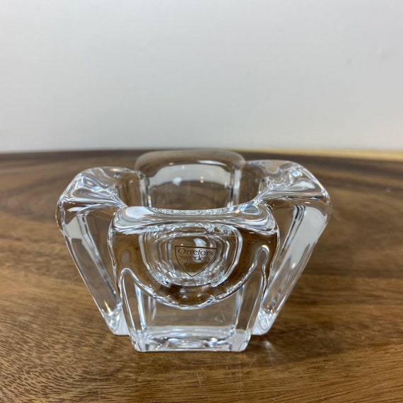 Orrefors Sweden Crystal Candle Holder Max Cross Anna Ehrner - Etsy