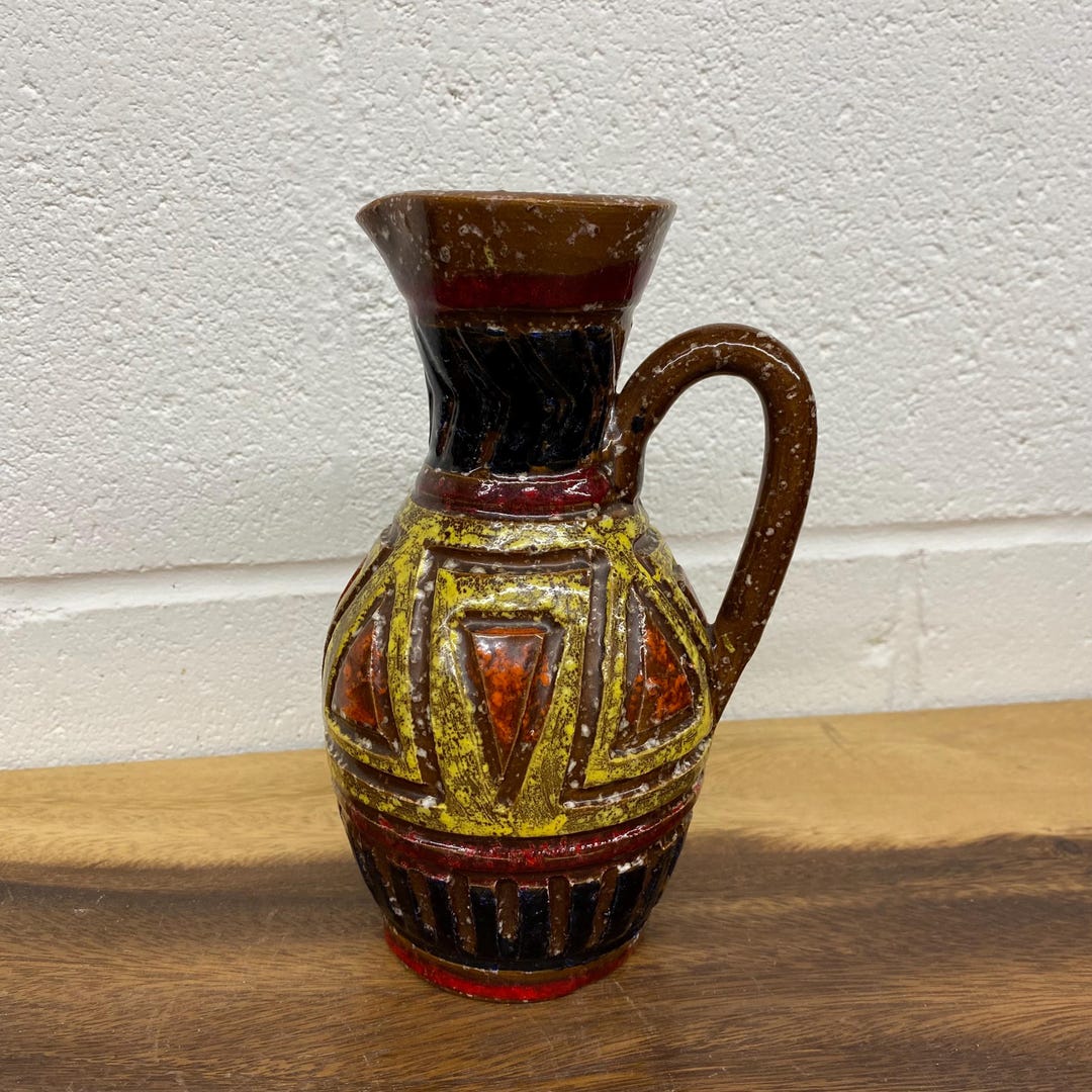Mid Century Italian Art Pottery Vase, Sgraffito Pottery - Etsy