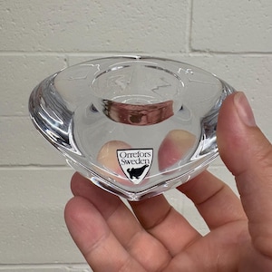 Orrefors Sweden Crystal Heart Tealight Holder