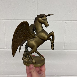 Brass Unicorn Figurine, Vintage Horse Collectible