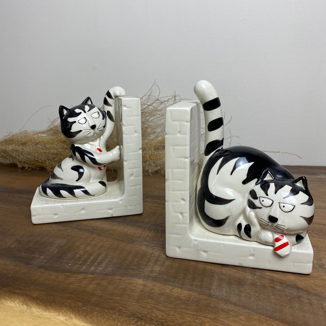 Takahashi Japan Ceramic Cat Bookends Etsy