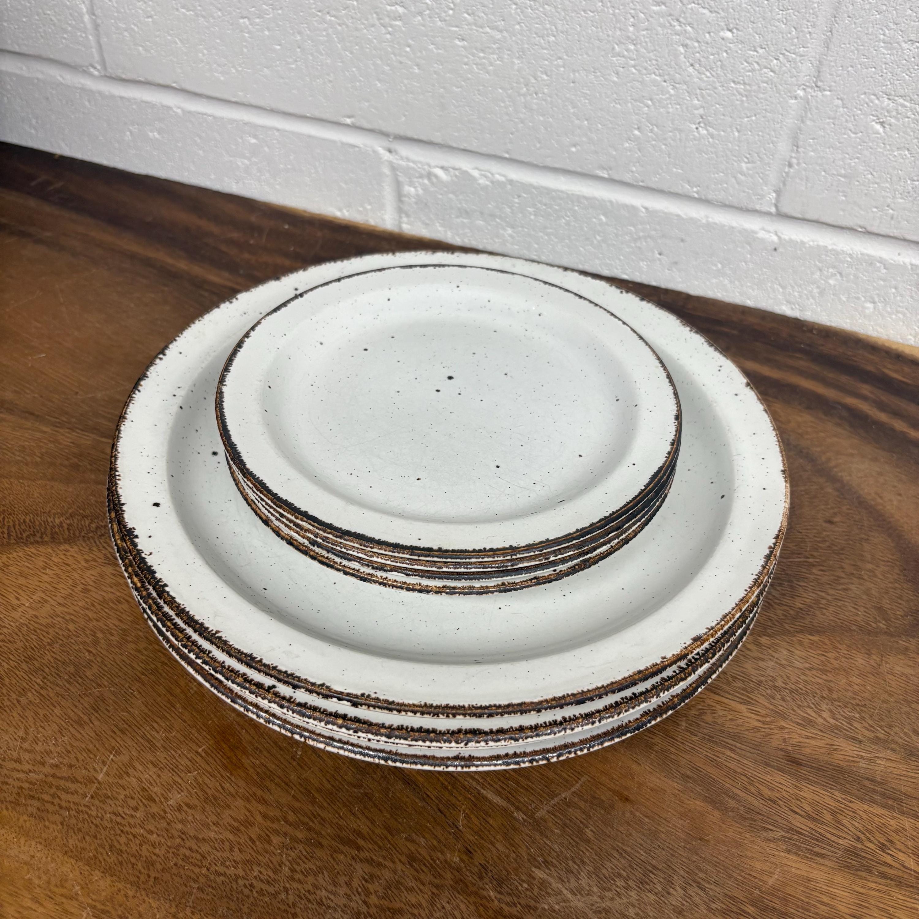 Midwinter Creation White Speckled Dishes, Dinner Plates and Side