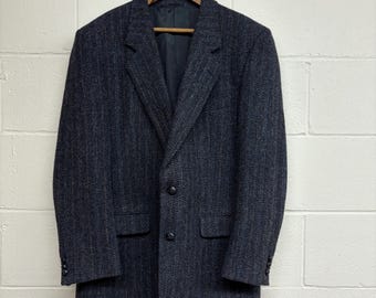 Navy Blue Harris Tweed Menswear Blazer, Wool Tweed Menswear Blazer