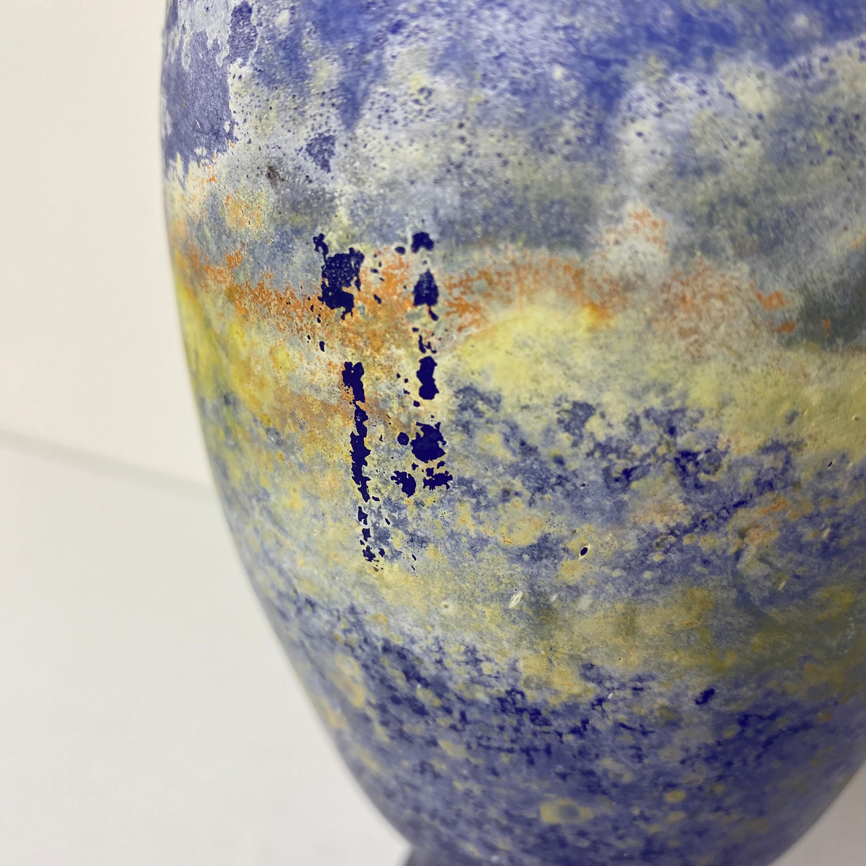 サンドラ・リッチ ドイツ デザイナーアートガラス花瓶、コバルトブルー