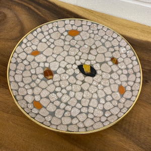 Piatto decorativo a mosaico di metà secolo, centrotavola, piatto di raccolta