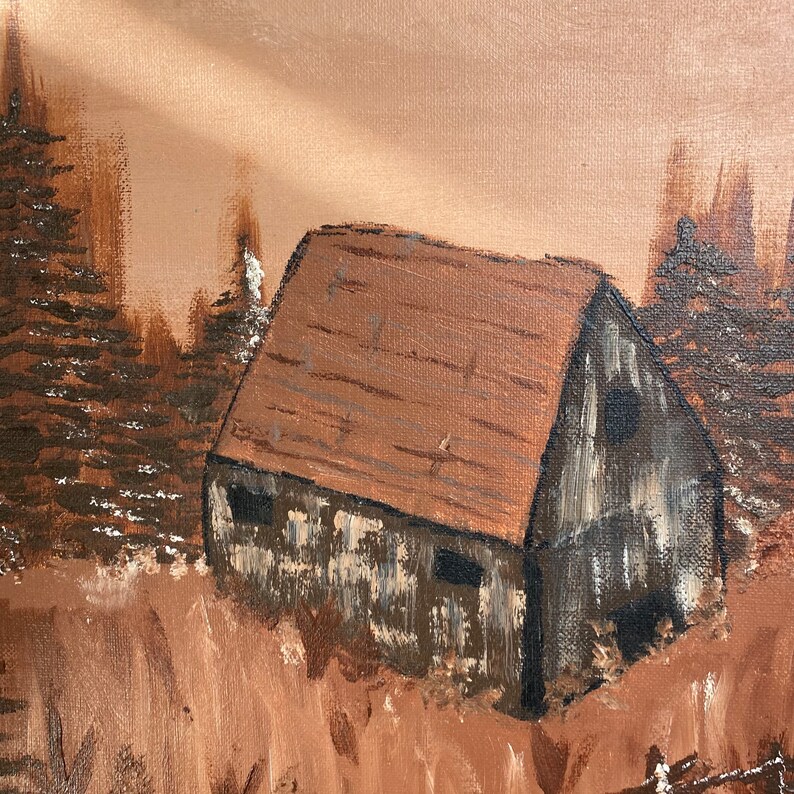 Vintage Cabin in the Woods Framed Painting, Original Art, Amateur Art ...