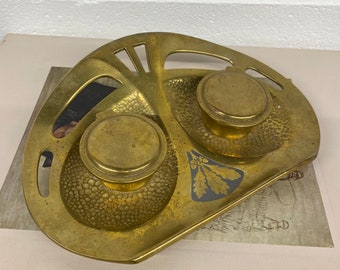 Antique Déposé Art Nouveau Brass Inkwell