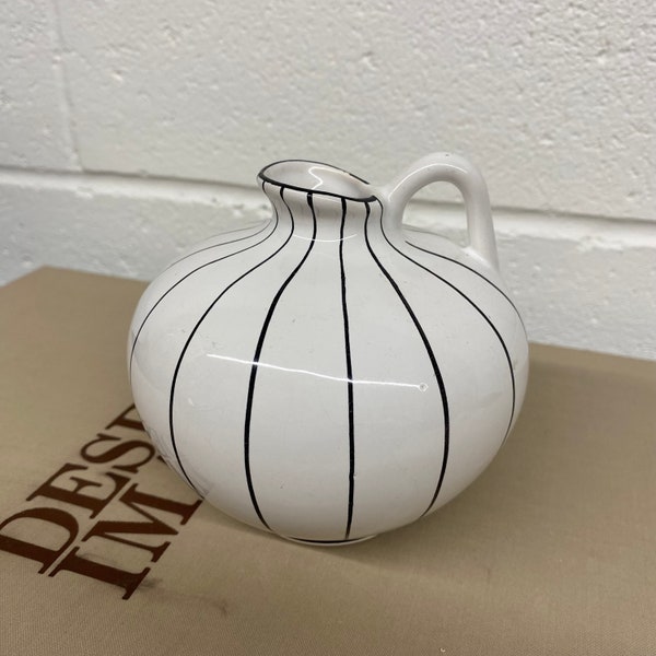Mid Century Jawe Edelkeramik West Germany Vase, Minimalist Style, Black & White Pottery