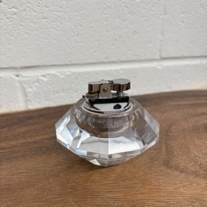Vintage Faceted Crystal Table Lighter, Vintage Desk Lighter