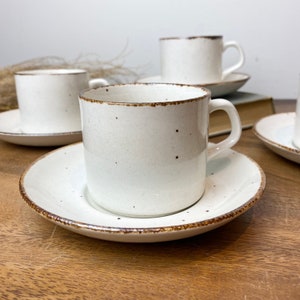 J&G Meakin Lifestyle Teacup and Saucers, Speckled Stoneware