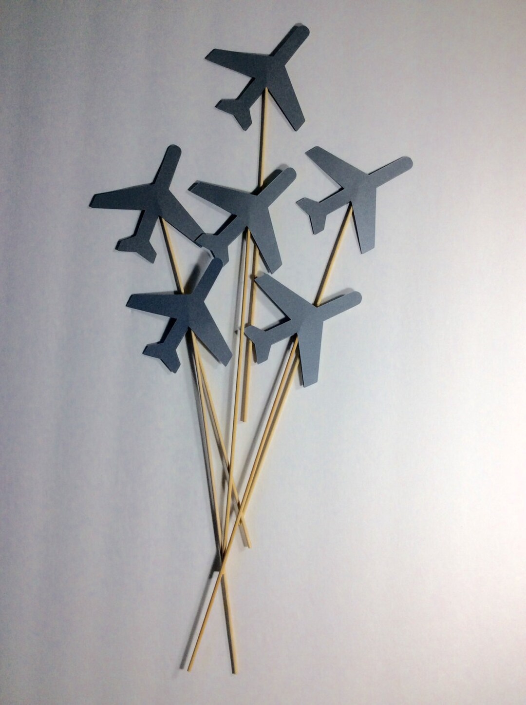 Shiny Gray/silver Airplane Table Decor on 12 Skewers, Centerpiece