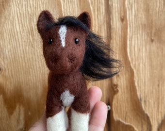 Handmade Merino Rambouillet, Wool Needle Felt Pony - Made to Order - One 4” Figure, Ornament Option, Gift Ornament, Christmas