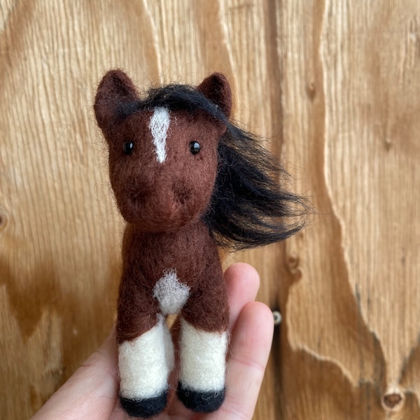 Handmade Merino Rambouillet, Wool Needle Felt Pony, Made to Order, One 4” Figure, Ornament Option, Horse Gift Ornament, Mothers Day Gift,