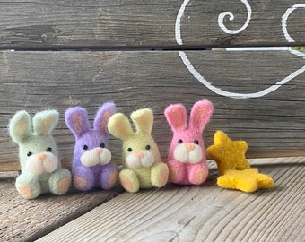 Easy Bunny Kit, Needle Felting Little Bunnies, EASY Beginner to Expert Needle Felting Kit, Needle Felting Art Kit, Makes 2-5 Bunnies