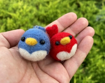 Digital PDF ONLY! Beginner Needle Felt Mini Bird Ornaments Tutorial/Pattern for Easy Needle Felting