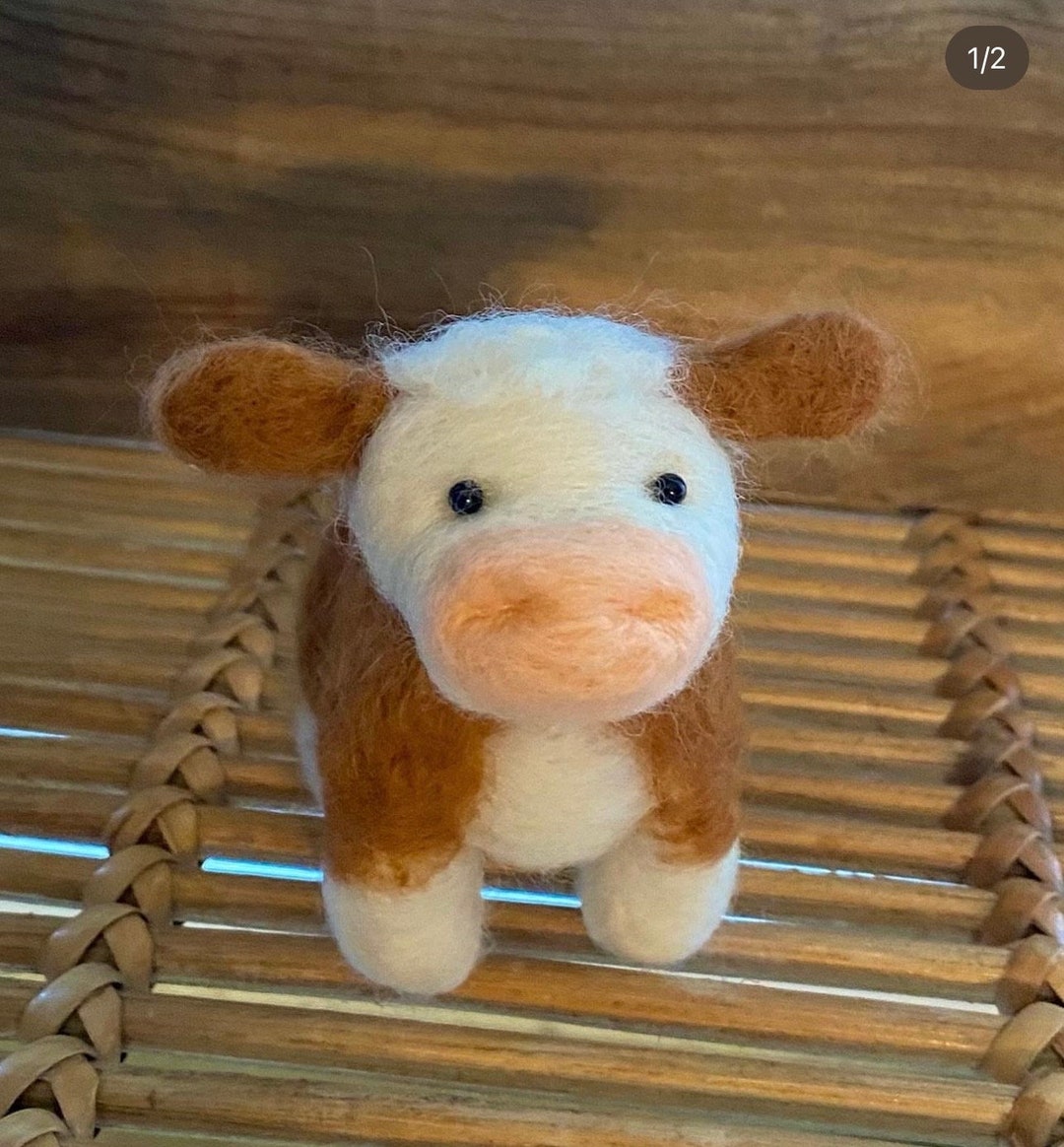 Needle Felt Cow Kit, Little Hereford Cow With Variations, Tutorial