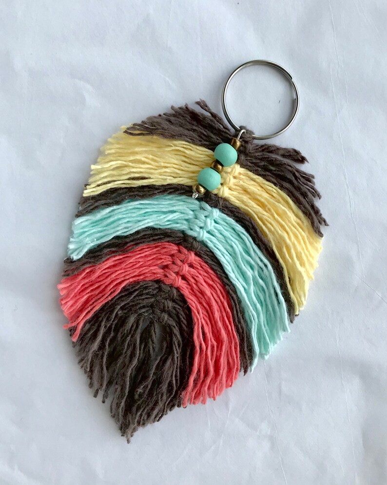 Easy Kit Macrame Feather Keychain Beginner Macrame Kit Etsy India