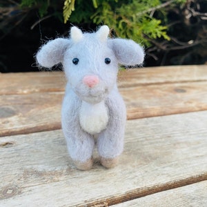 Handmade Merino Rambouillet Wool, Needle Felt Little Goat, Sculpture, Ornament, Farm Animals, Made to Order, One 3” Figure, Ornament