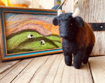 Handmade Merino/Rambouillet Wool Needle Felt Buffalo/Bison - Made to Order - One 3-4”Figure