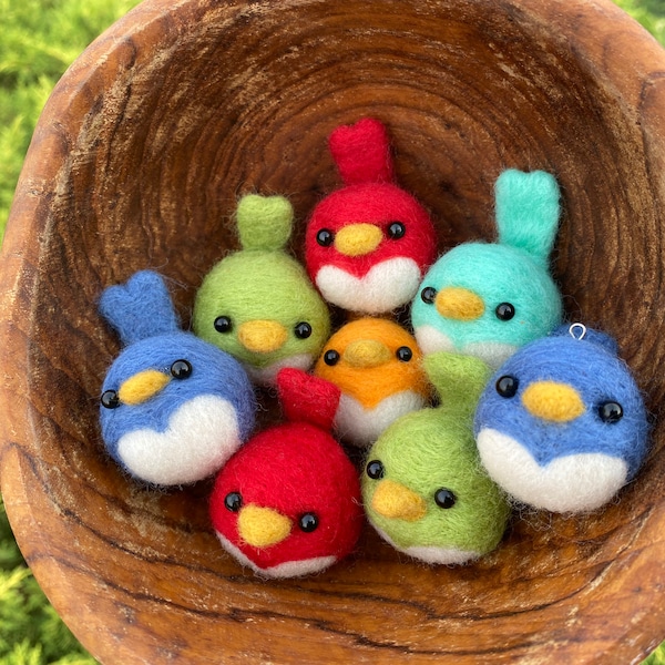 Easy Beginner Needle Felt Bird Ornaments Art Kit with Tutorial,Pattern, All Levels Needle Felting, Starter Needle Felting Kit, Craft Kit