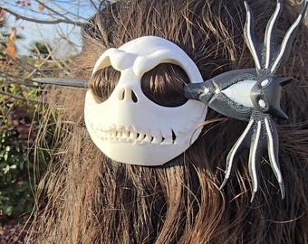 Spooky Skull Mask Hair Pin – Gothic Black & White Statement Hair Accessory Jack