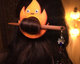 Flame Bun Hair Pin – Cozy Fire Spirit Hair Stick