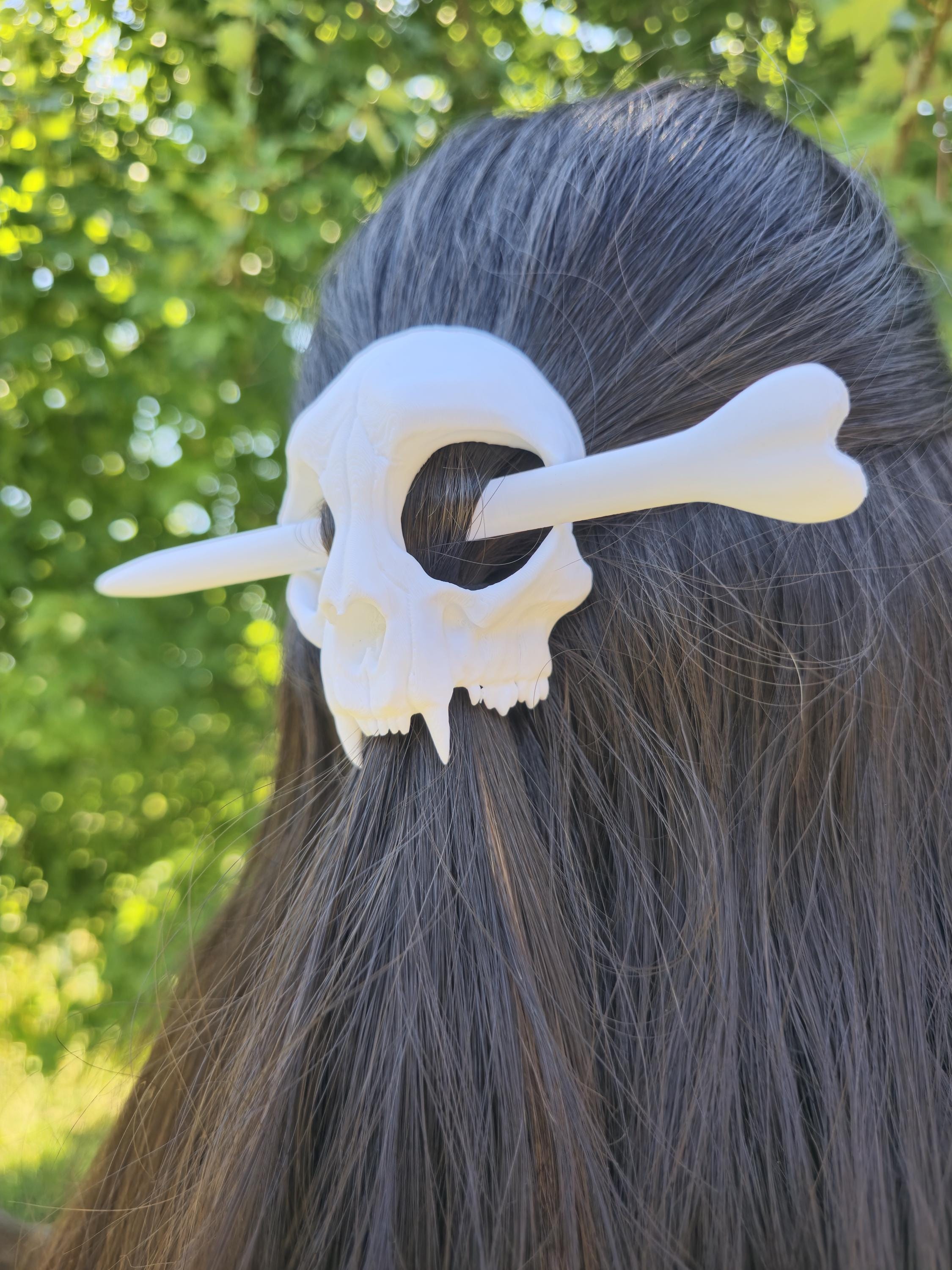 Cat Skull Hair Pin Bun Holder - Etsy