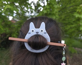 Spinka do włosów z kotem z anime, drukowana w 3D: Duch lasu