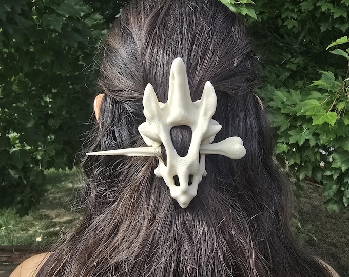 3D Printed Dragon Skull Hair Pins: Gothic Fantasy Hair Accessories