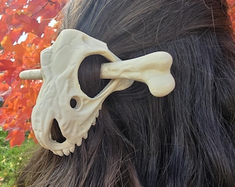 T-Rex Skull Hair Pin | 3D Printed Dinosaur Hair Stick | Prehistoric Bone Hair Accessory