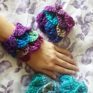 Bracelets chauffants poignets écailles de dragon ~ Poignets ~ Ombre écailles de sirène ~ drachenschuppen