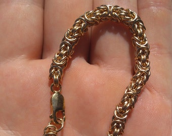 Goldbarons Handcrafted Byzantine Chain Bracelet OR Necklace 14K 1-20 Gold Filled Choose Your Own Length!