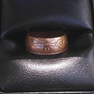 Goldbarons Genuine Handcrafted 1808 British East India Company 10 Cash Clearcoated Copper Coin Ring Sizes 4 - 8