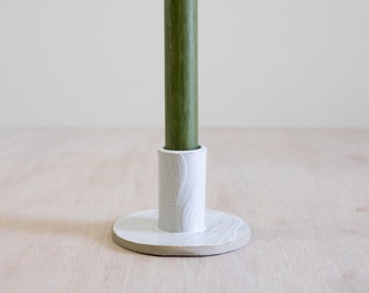 Handmade Candlestick Holder - Stone White - Spring Shadows - Ceramic Candlestick Holder - Stoneware Ceramics